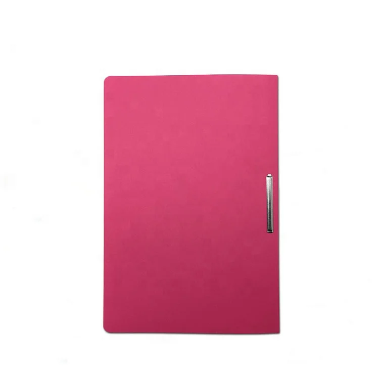 factory high-quality deep pink custom a4 manila kraft paper binder file folder with metal spring clip for conference file