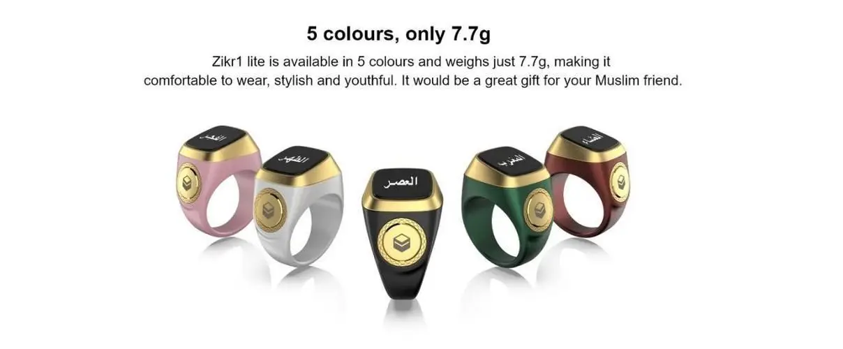 Iqibla Smart Tasbih Ring Bluetooth Remote Zikr Tracker for Muslims Sleep Assistant Prayer Counter Waterproof Android Compatible
