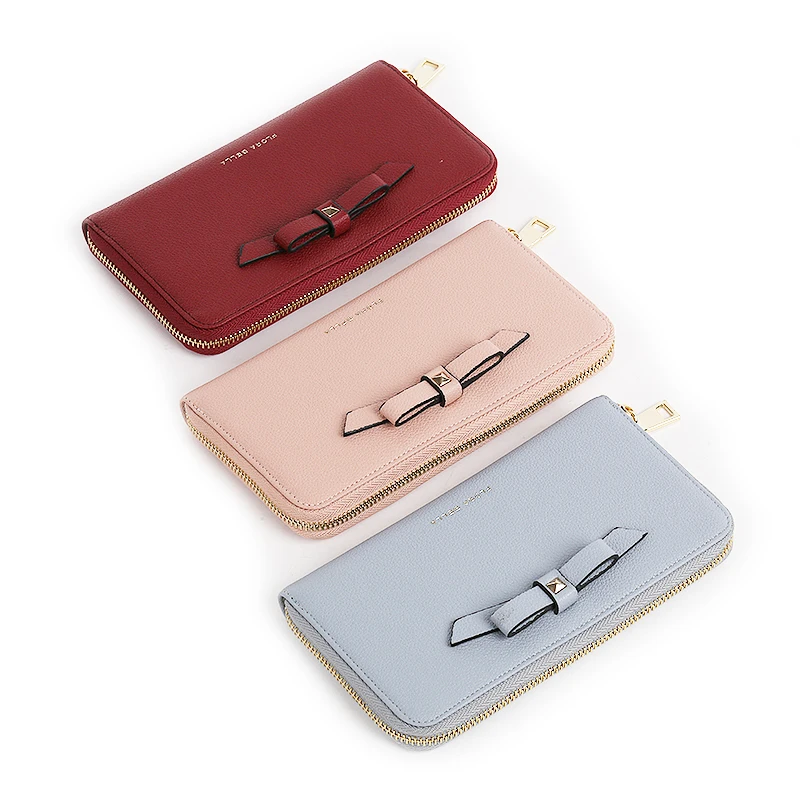 OEM Low Price Genuine Leather Luxury Bowknot Customized Coin Change Card Holder Women Wallet