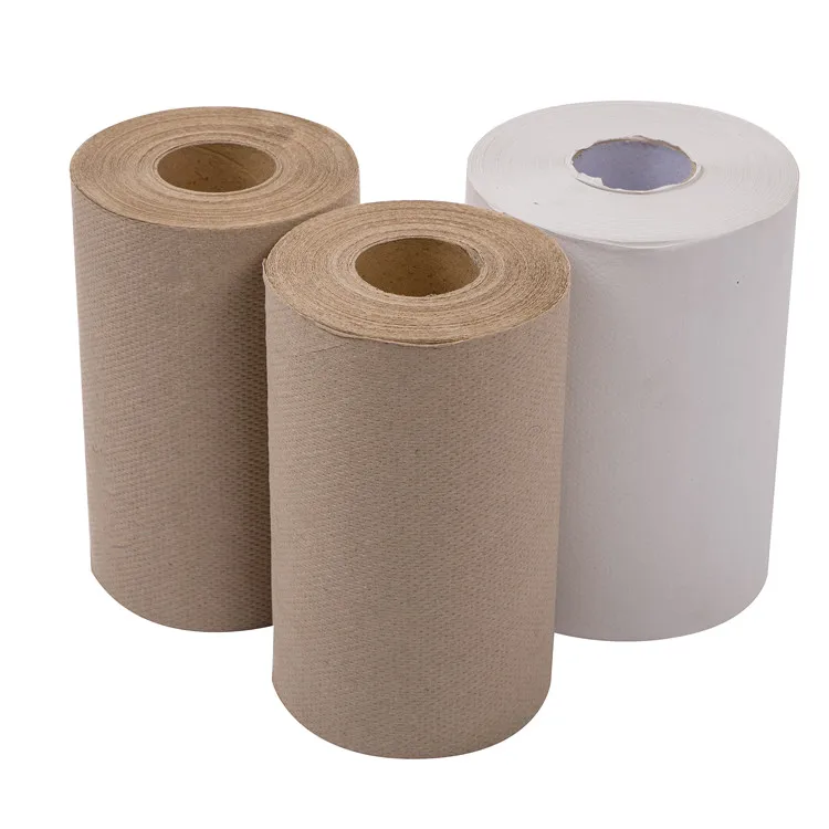 Disposable 1 ply customization Recycled Kraft 600ft washroom hand roll towel