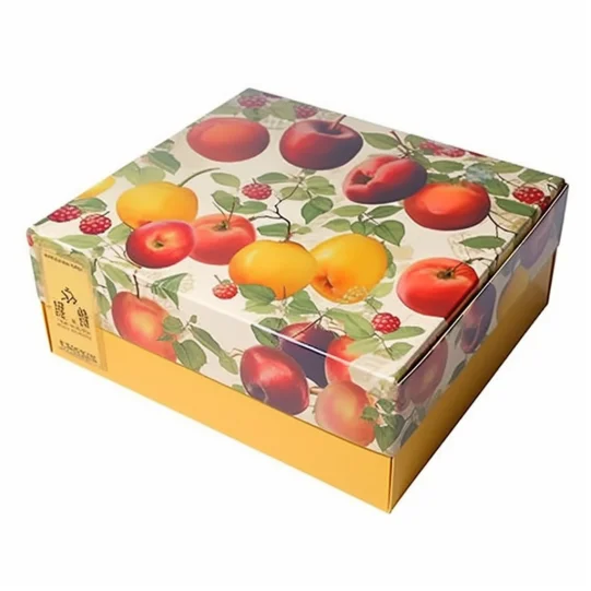 Customized cheap cardboard apple cake fruit box hard orange fruit gift box with lid