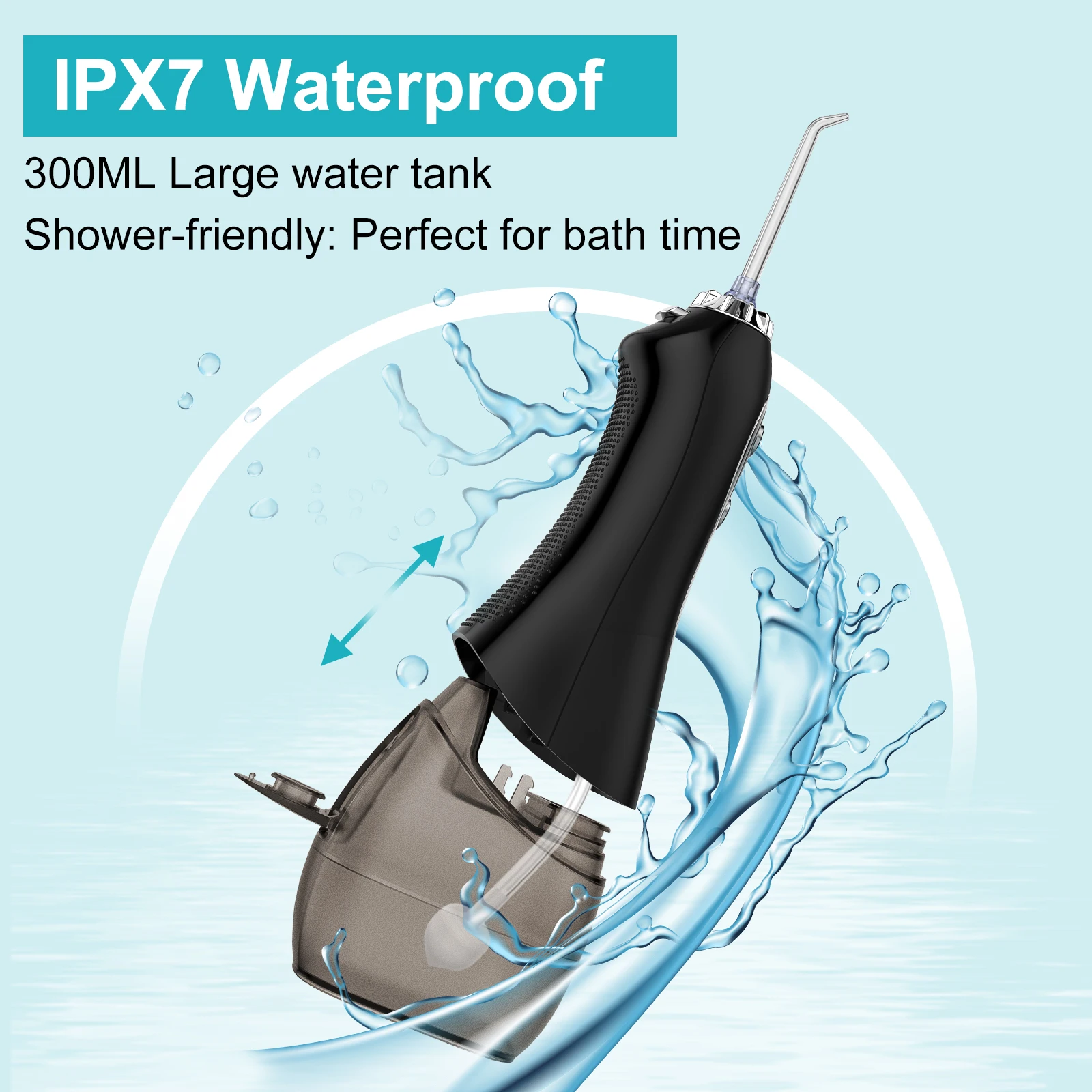 H2ofloss IPX7 Cordless Electric Dental Flosser 300ml Capacity Travel Portable Oral Irrigator Water Pick