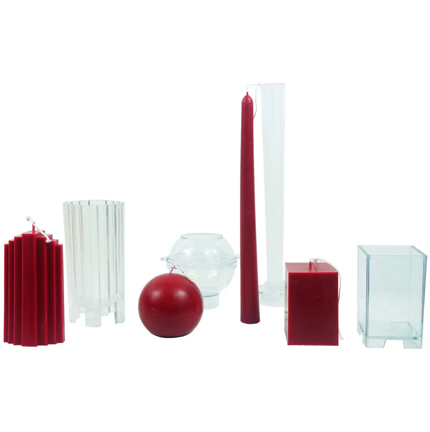 
4pcs Plastic Candle Molds for Candle Making - Including Classic Tall Taper Mold, Iceberg Mold, Rectangle and Sphere Mold newly 