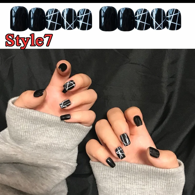 TikTok Web Celebrity Product 24 pcs Gradient Frosted Artificial Nails Glue Sticker Wholesale