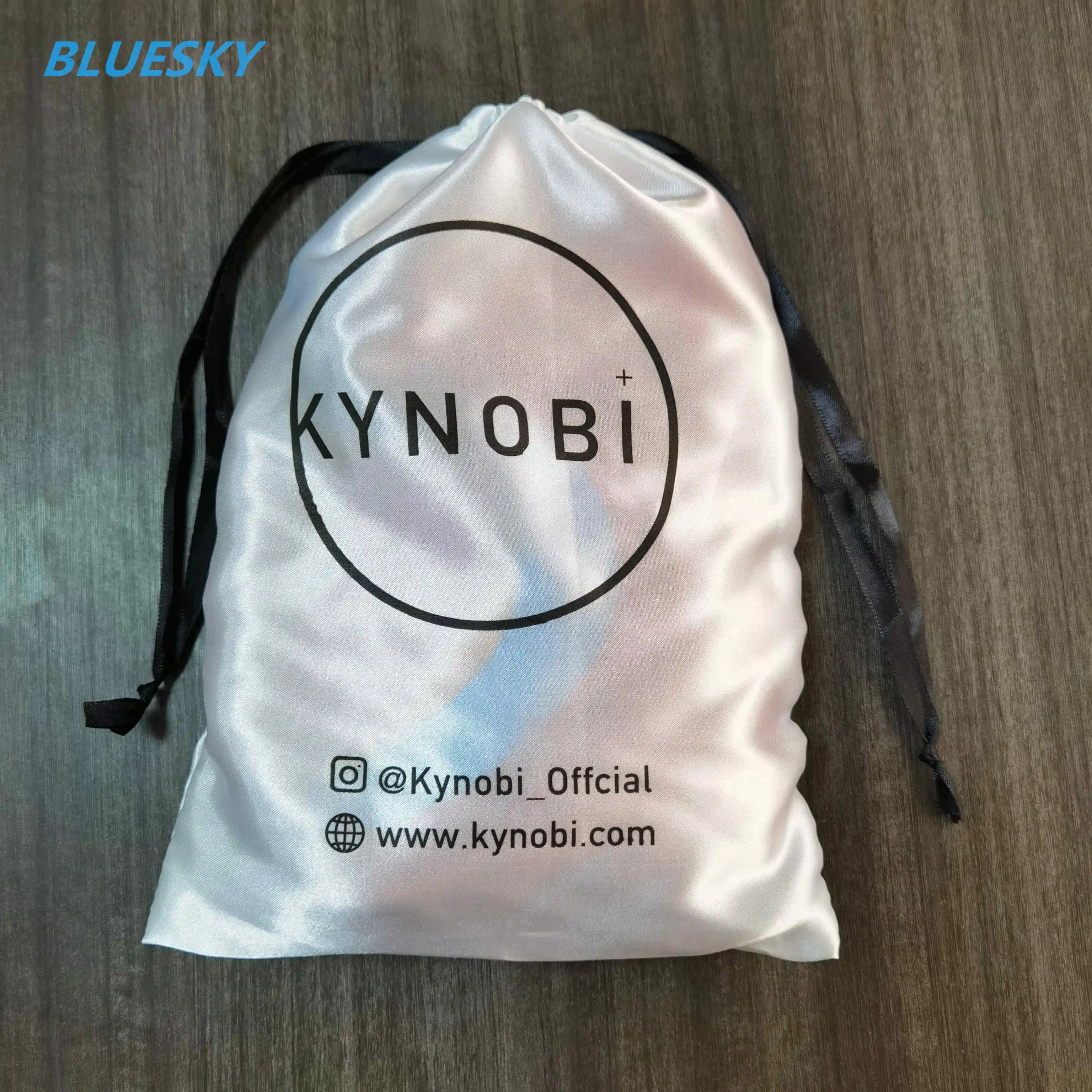 high quality white satin bags silk satin drawstring wig packaging bag