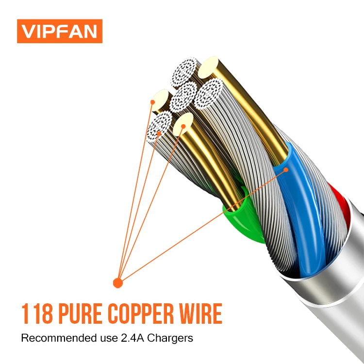 Factory free shipping usb c charging cable 2m 2.4A fast charging type c android cables usb