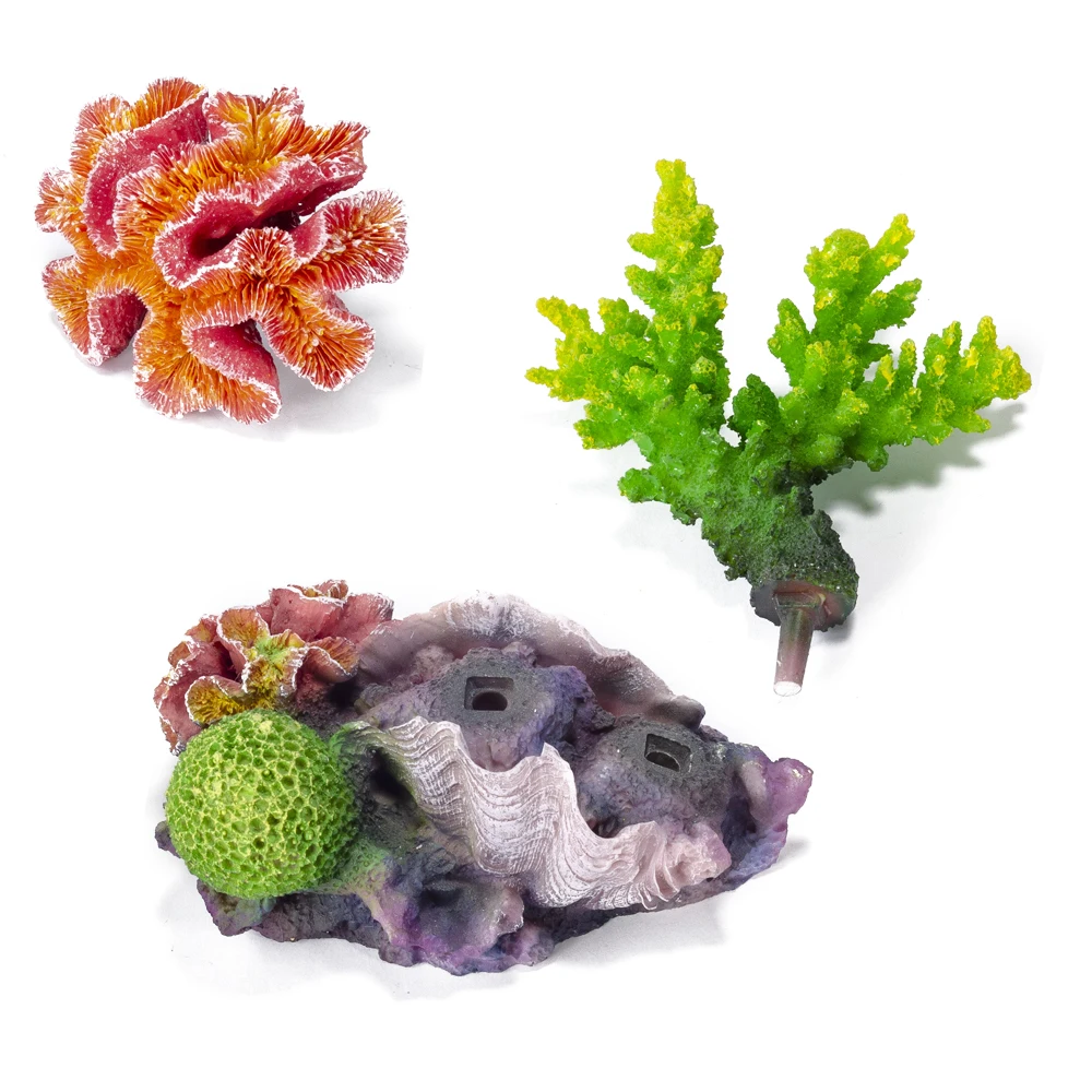8.27 inch green artificial corals Aquarium decoration polyresin corals and reef 40cm 50cm tank