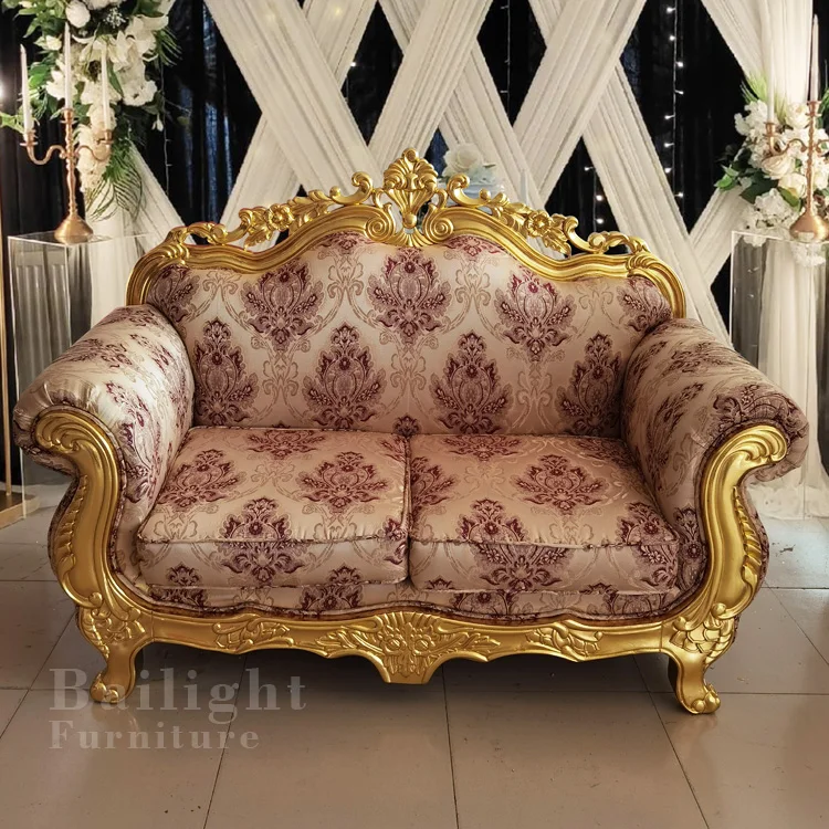 Banquet King Throne Chair Carving Bride and Groom Red Wedding Two Seat Sofa Velvet Sofa