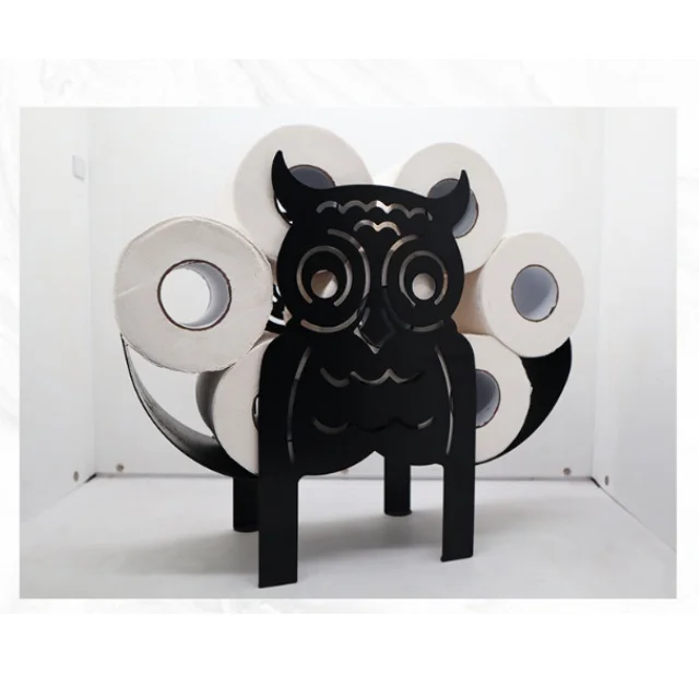 Creative Wall-Hanging Cartoon Iron Animal owl Tissue Box Kitchen Toilet Paper Storage Rack Wholesale Toilet Roll Paper Holder