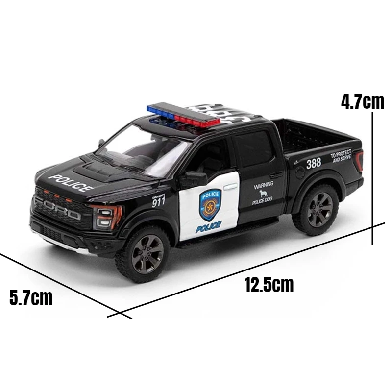 KiNSMART модель игрушечного автомобиля 1:46 2022 Ford F-150 Raptor полицейский грузовик Литой миниатюрный автомобиль коллекционное подарок для детей мальчиков