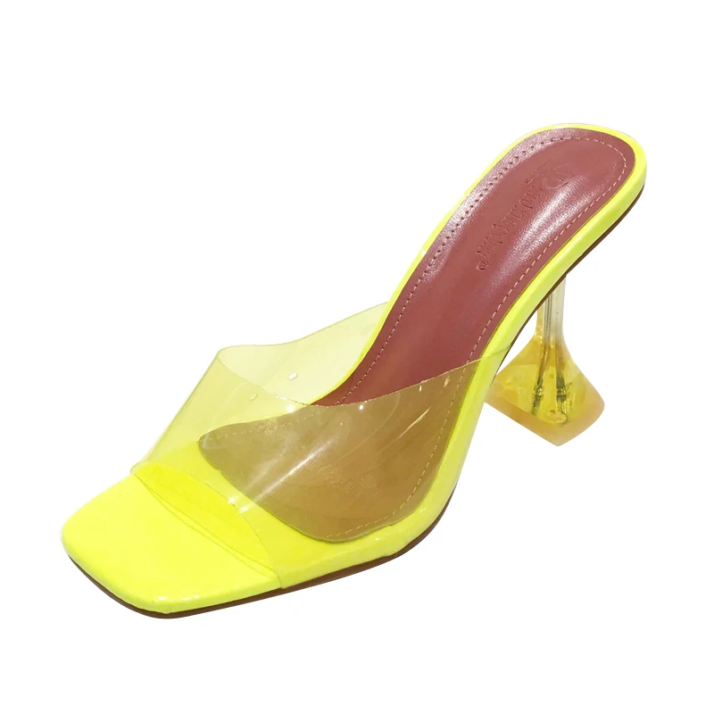 
Top Quality 2021 New Trendy Sandales Talon Femme Open Toe Transparent PVC Shoes Women Clear Heels Mules 