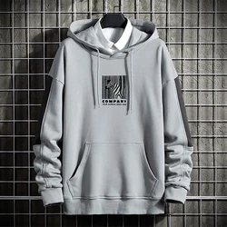 Gray 100% polyester sweatshirt embroidered hoodies for men