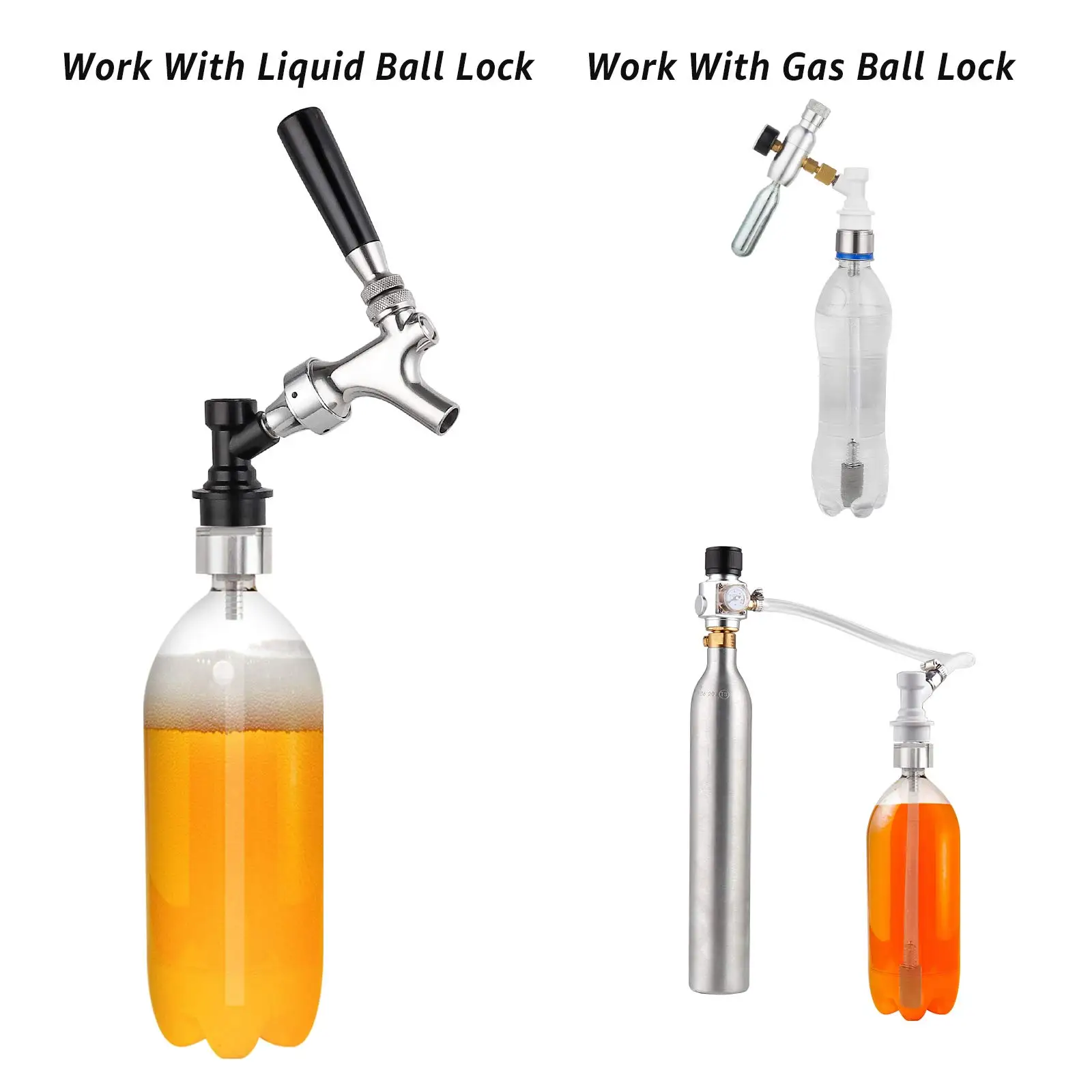 Stainless Steel Carbonation Cap for Soda PET Bottles Ball Lock Carbonation Cap