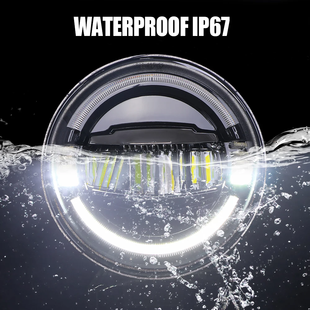 7Inch Headlight For Jeep Wrangler Jk 2007-2017 Hummer Driving Light Turn On A Touch Of Blue Drl Amber Light For Indian Thar Jeep