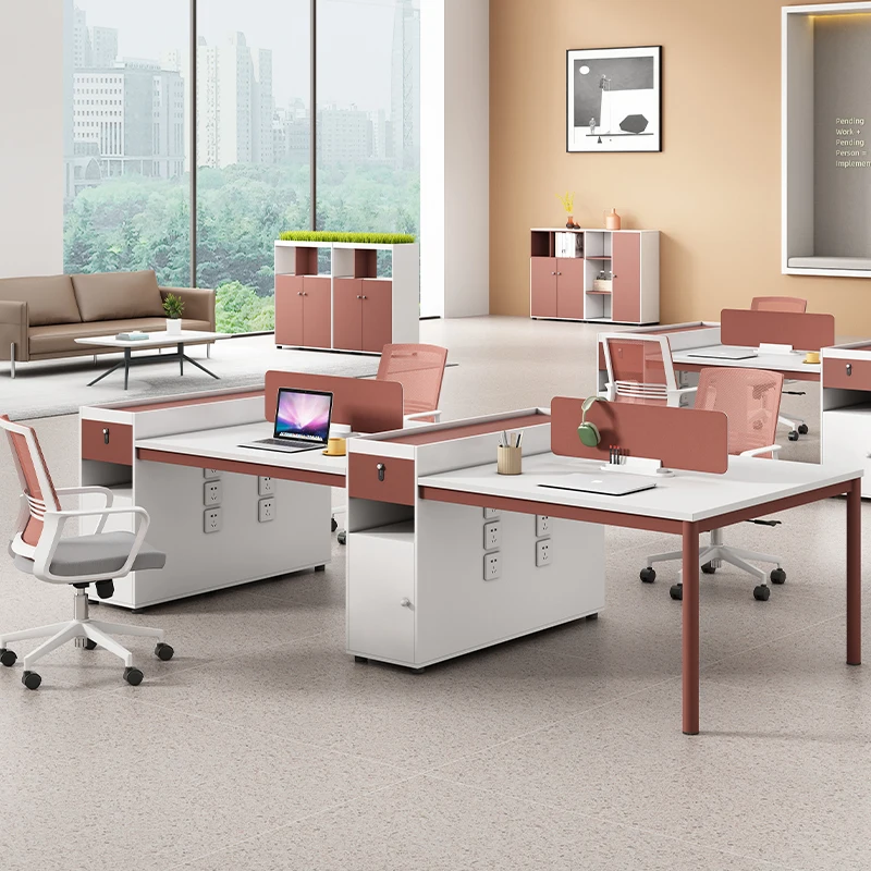 Modern design high quality standard size double side office furniture table 2 person staff workstation office working desk