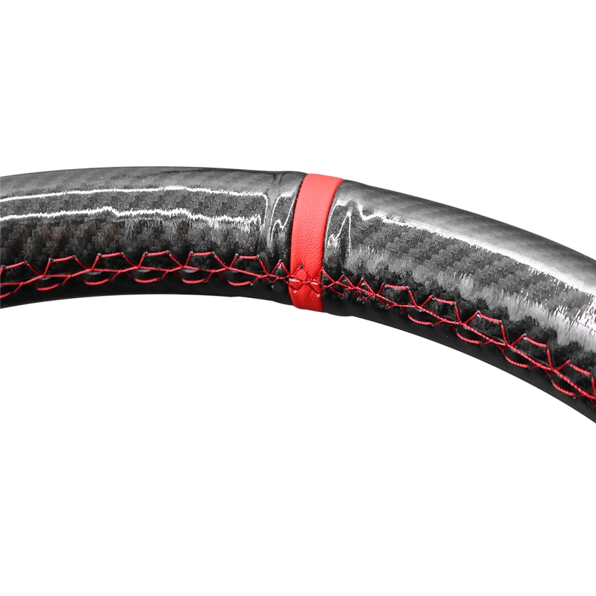 Custom Hand Sewing Carbon Suede Car Steering Wheel Cover Red Strip for Audi A1 A3 A4 A5 A6 A7 Allroad RS S6 S7 S8 2013-2018