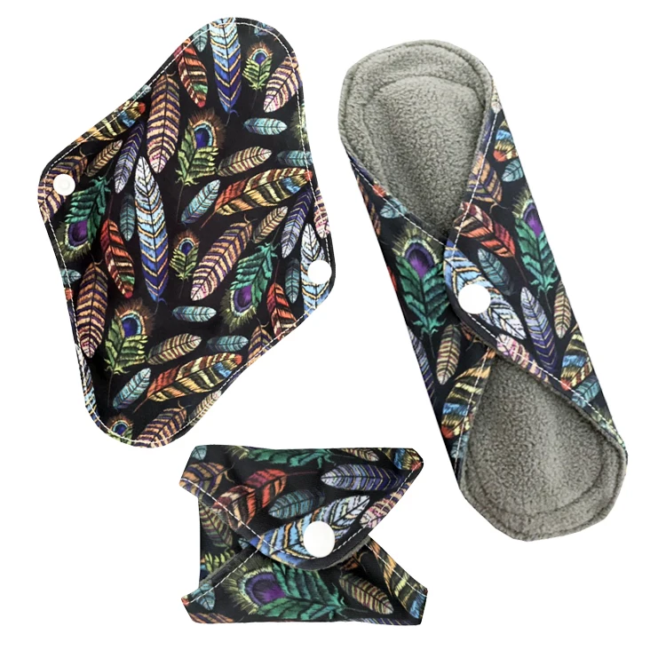 carefree Bamboo Charcoal terry Reusable Cloth Menstrual Pads Absorbency Panty Liner Sanitary pads