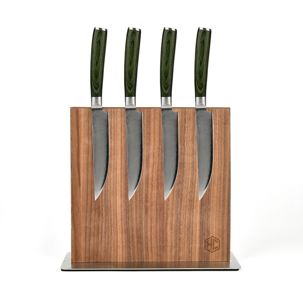 PICHANT   Black Walnut Magnetic Knife Block Magnetic Knife Holder Magnet Knife Block Set