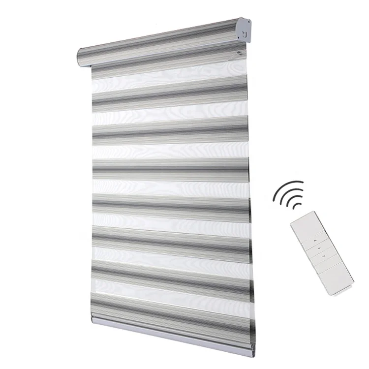  Double layers luxury smart dual roller blinds 100% blackout day night window eletric motorized