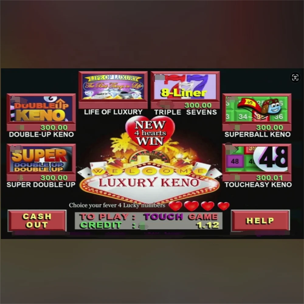 Luxury Keno new 4hearts game board/ Texas Keno games WMS 550 POG pot of gold 510 595 Fox 340 board Fire link Firelink game board