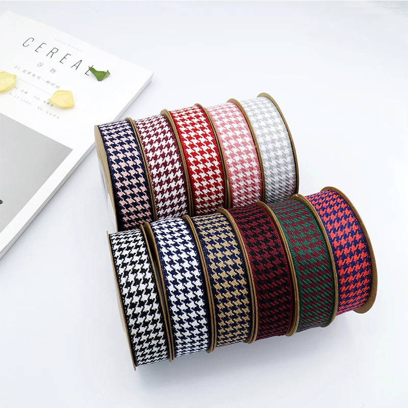 1 inch Plaid Custom scotch ribbon for Clothes, bows,christmas decoration ,gift wrapping ribbon roll