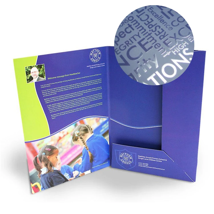 Factory Direct Custom Logo Printing Paper Document Presentation File Folders A4 Company File Folders with Pockets