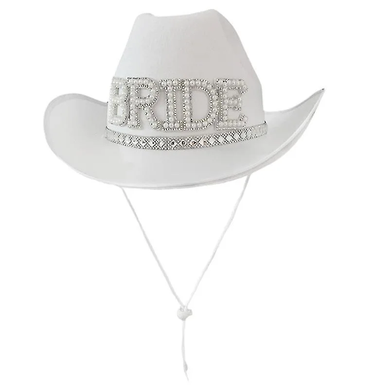 New Arrival White Cowboy Bride Hat Rhinestone Bride Cowgirl Hat for Bachelorette Party