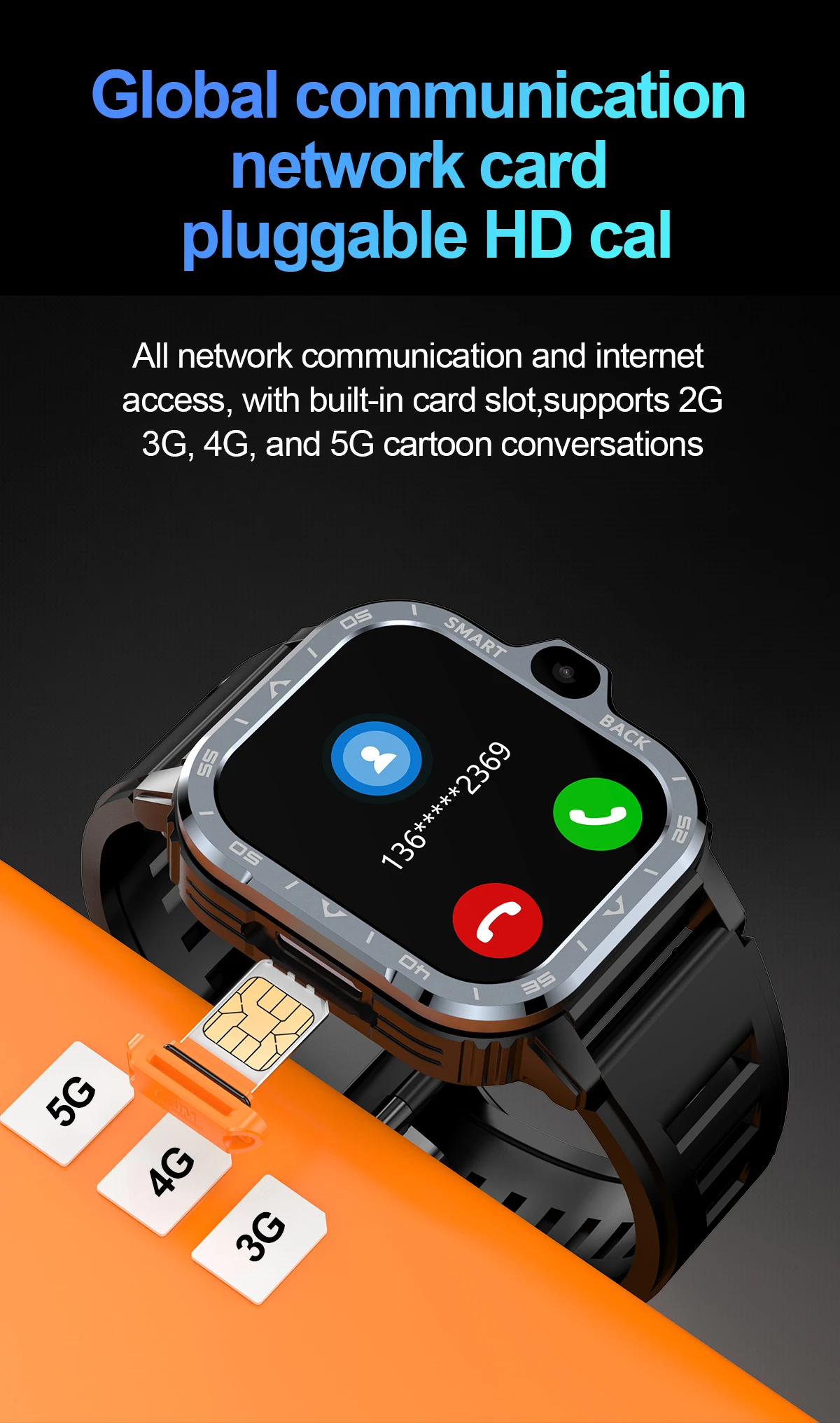 2023 New popular 4G smart watch hot sale DW88 DW89  WiFi GPS inserted SIM card 4G network 4+64GB Android System Smart watch
