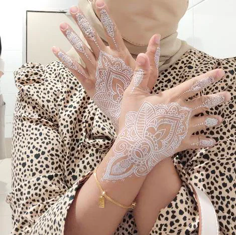 Free Samples White Henna Sticker India Temporary Tattoo  Henna Tattoo Stickers Hand