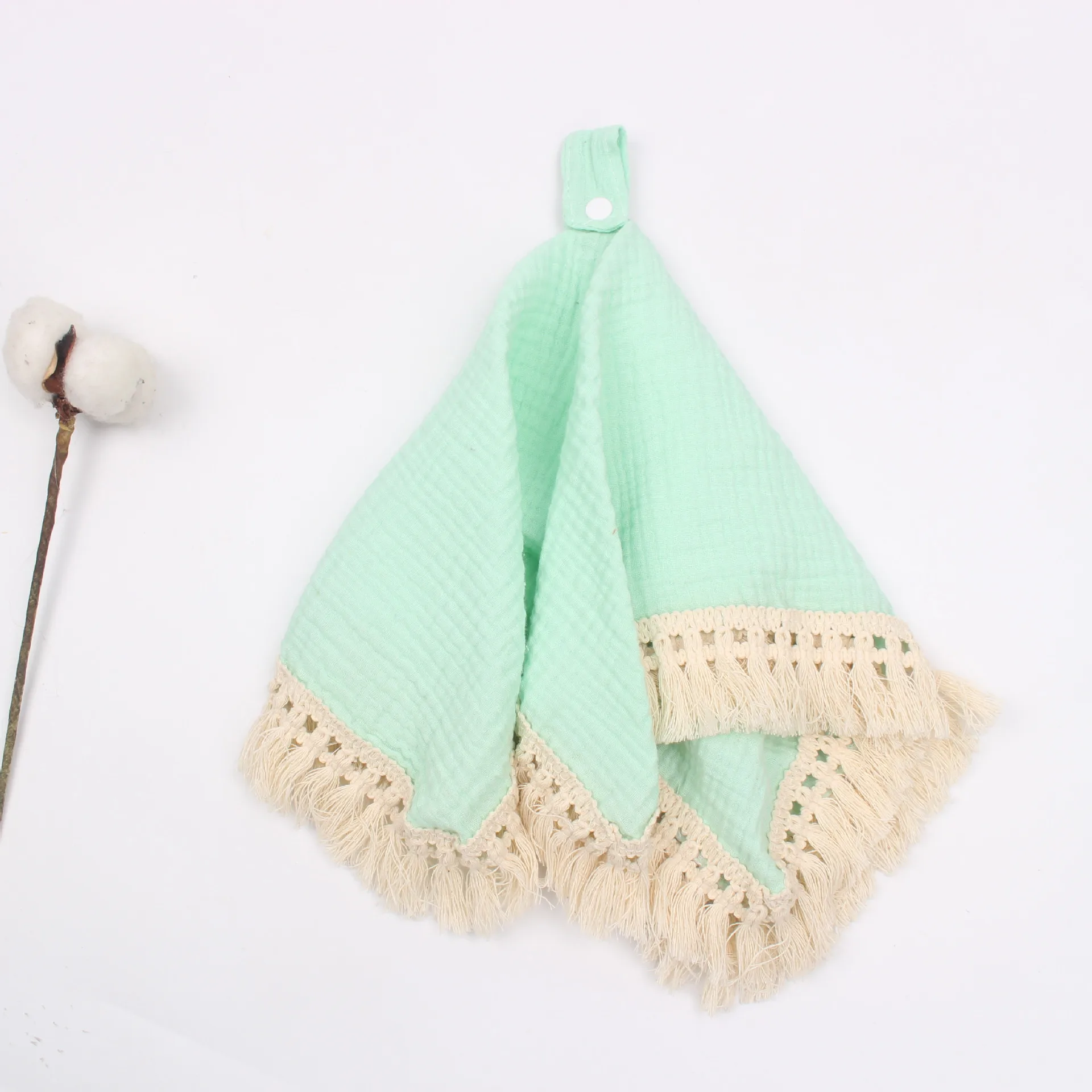 
Wholesale muslin comfort towel pacifier pendant solid baby security blanket with tassel 