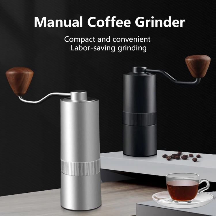  Aluminum Alloy Body Coffee Mill Grinder Portable Colorful Manual With Walnut