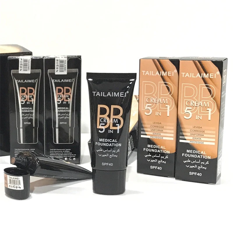 F078 TLM 5 в 1 медицинский фонд естественно Spf40 макияж отбеливающий уход за кожей лица Bb Осветляющий крем основа