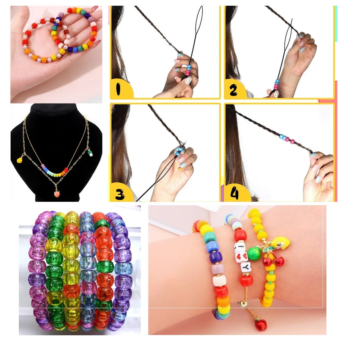 Multi Colors 500g 6 x 9 mm Plastic Pony Beads Multicolor Acrylic Round Plastic Beads for Jewelry Making