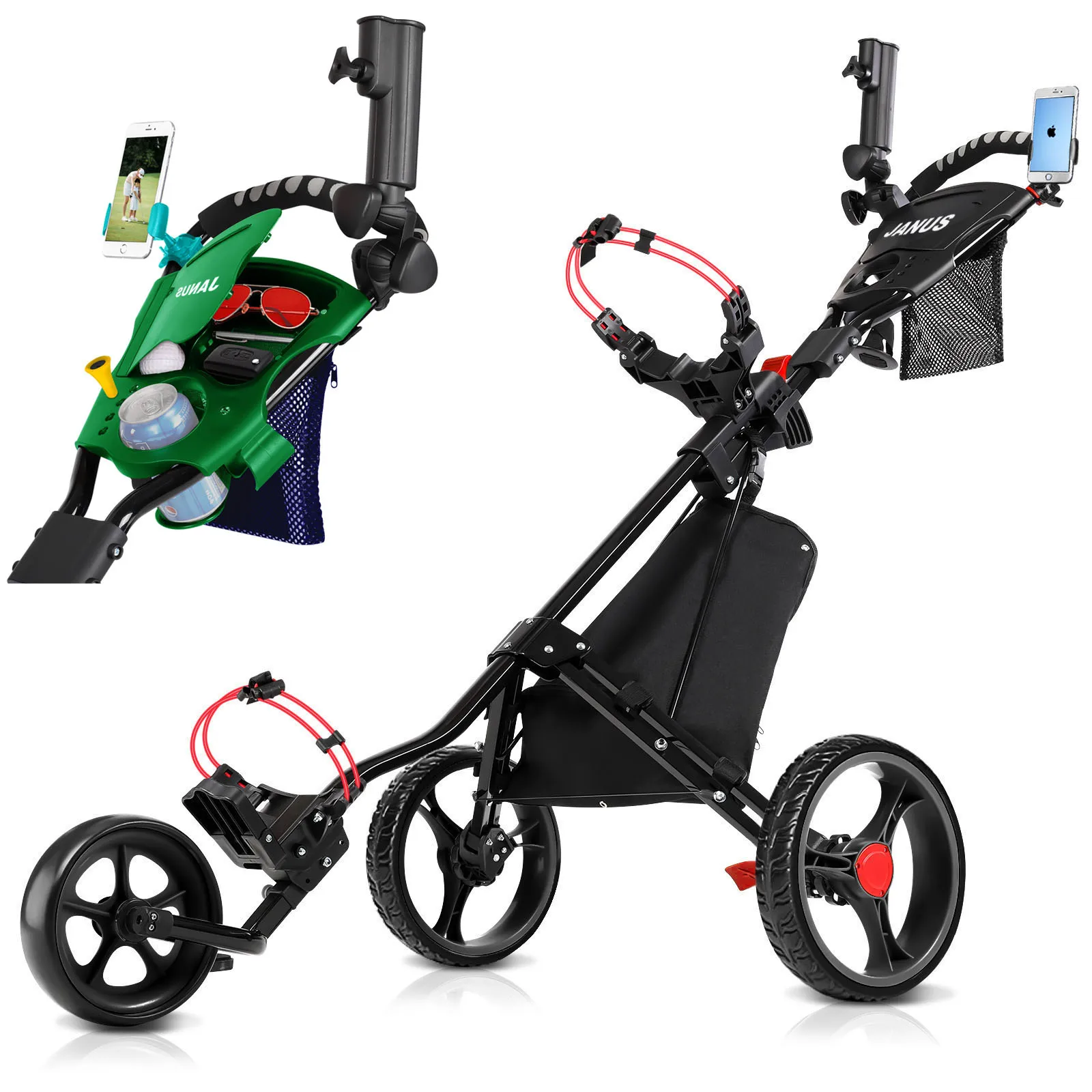 
China Supplier Has Ball Wheels Fixed Bag Golf Buggy Push Cart For Smooth Driving On Any Terrain 