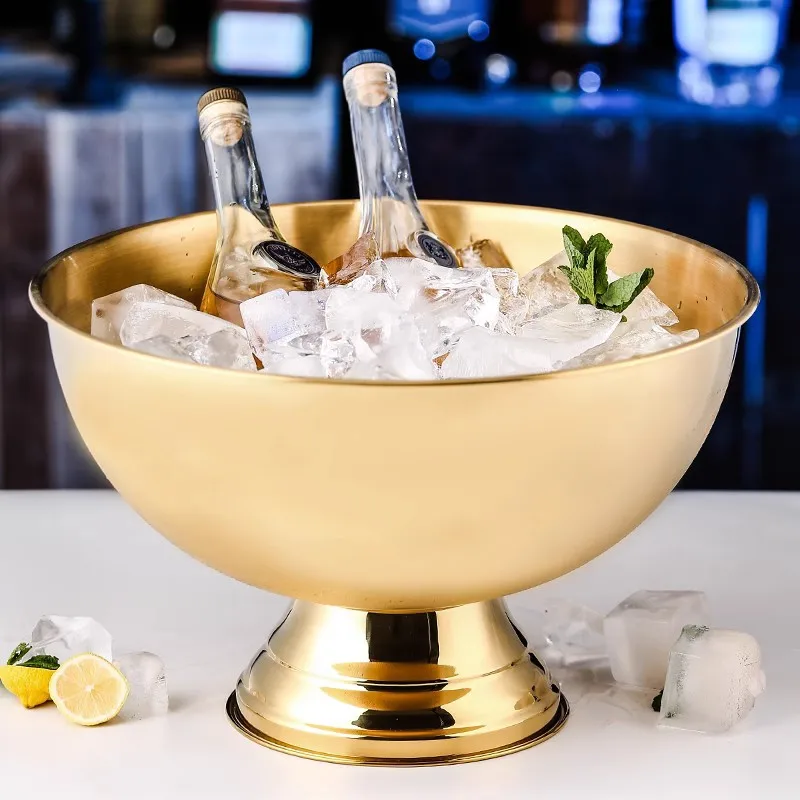 Stainless Steel Custom Large Ice Bowl Luxury Rose Gold Champagne Chiller Beer Holder Wine Cooler Party Ice Bucket
