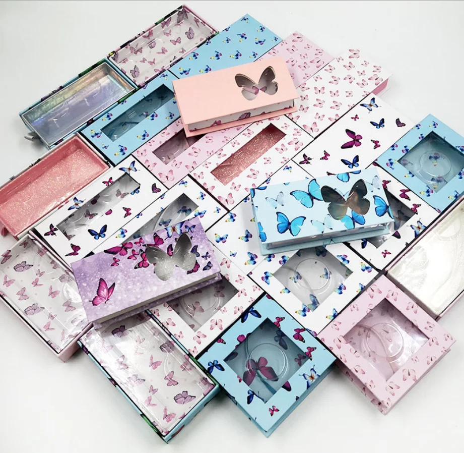 
New design full strip lashes vendor customized rectangle plain paper packaging boxes with window 
