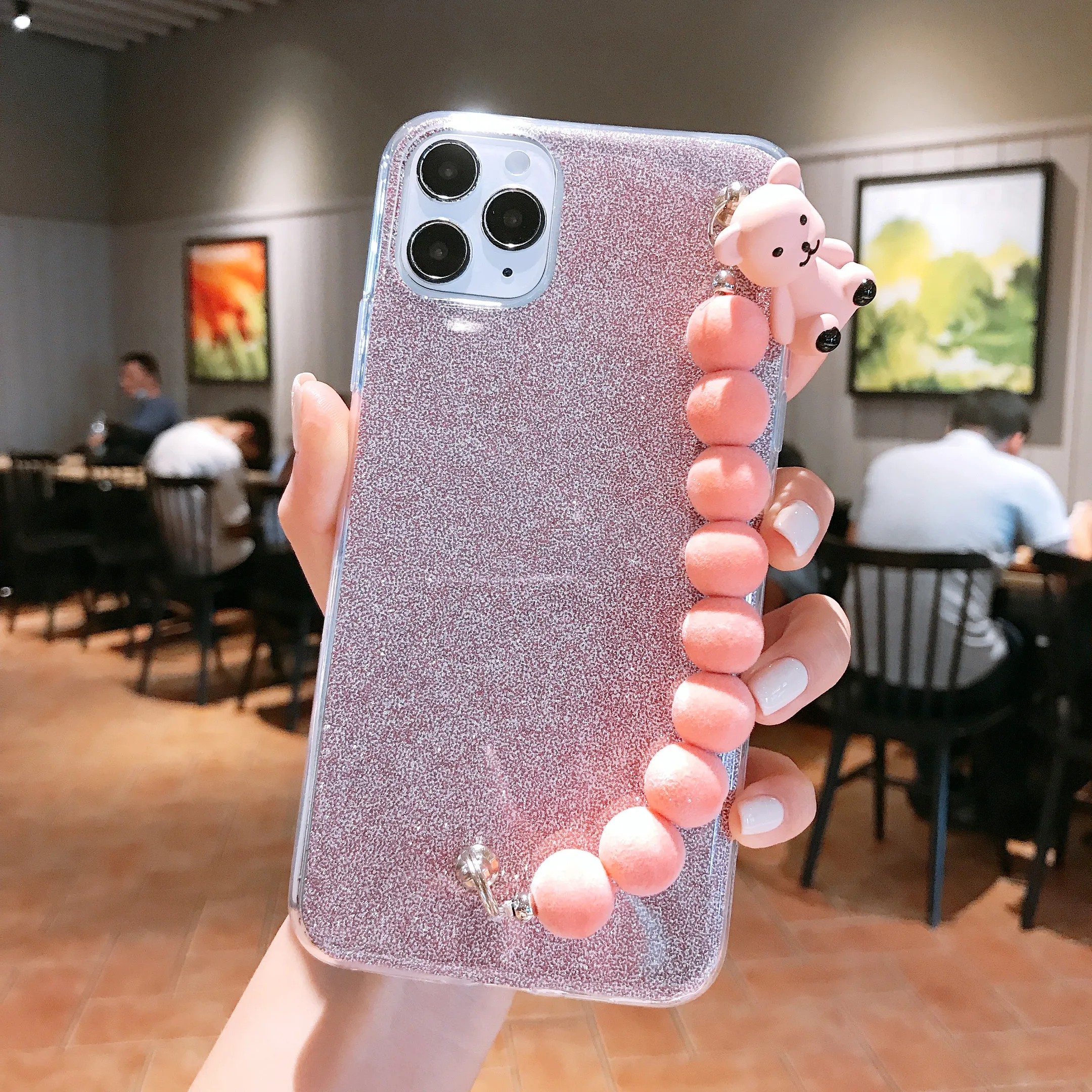 Cute Phone Cases  With Wristband Bling Phone Case For iPhone 12 / 12 pro / 12 pro max With Wrist Strap