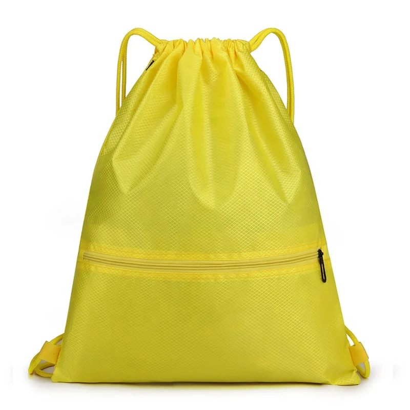 Promotional Outside Waterproof Zipper Black Small Nylon Mesh Backpack Drawstring Bag Pattern