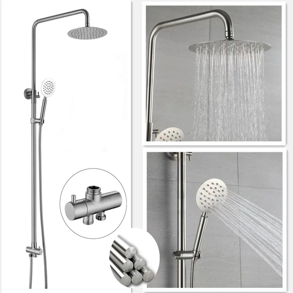 2-полосная нержавеющая сталь SUS304 ванной кран насадка для душа с эффектом набор для водонагревателя шлифованный никелевый дозатор душевой кран для ванной комнаты