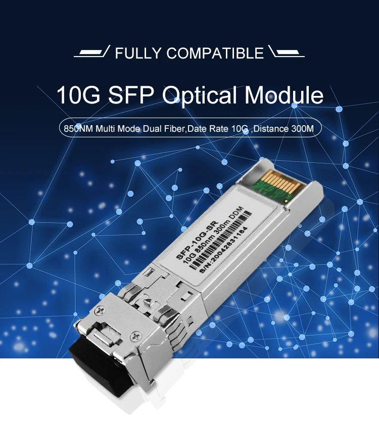 Promotion 10GB SR SFP+modulos transceptores  300m 850nm OEM Optical  Transceiver Module  For Fiber Optical  Transceiver Module