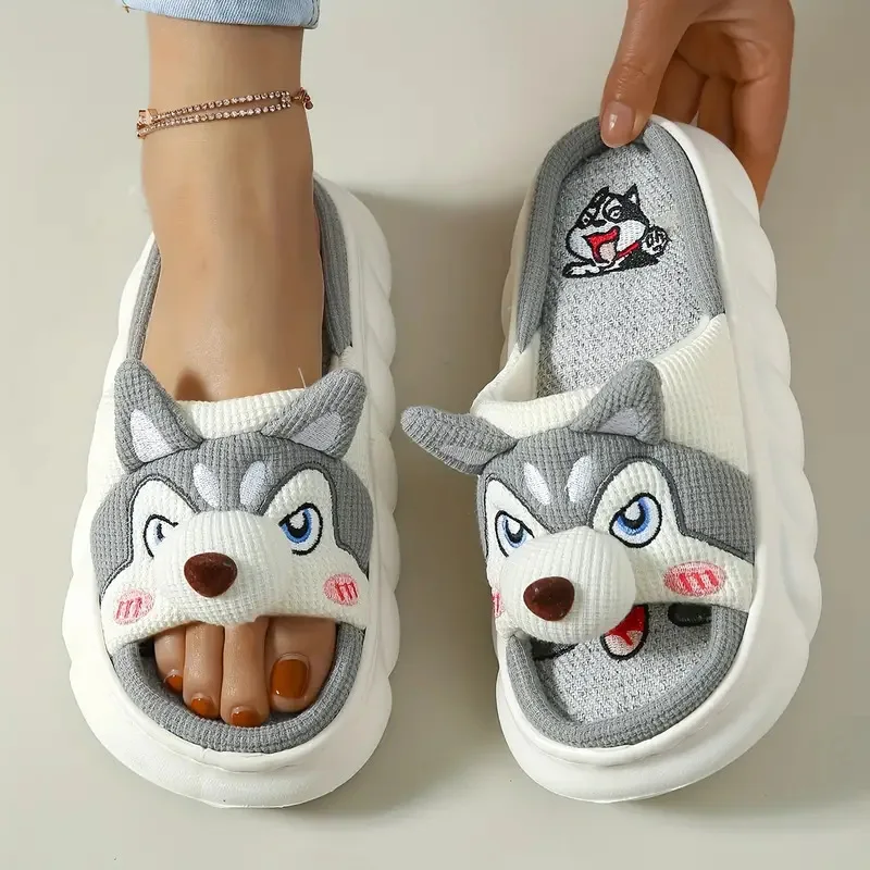 Wholesale New Fashion Slippers Thick Soles Comfortable Nonslip Wear Resistant Ladies  Dog Animal Slippers