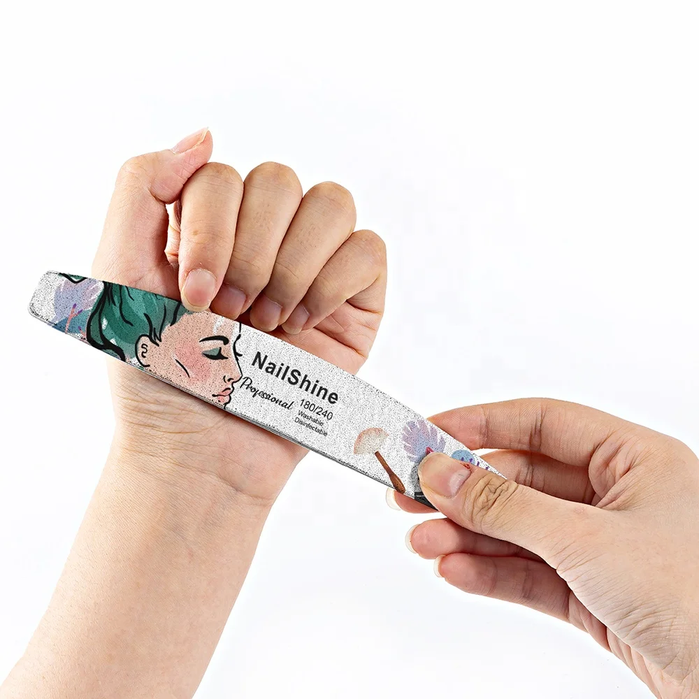 Beauty Patterns Print Professional Producer Wood Manicure File Wholesales Thin Disposable Nail Limas Wood Boat Shape Filer