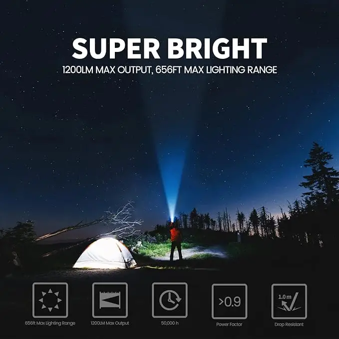 FL17  1200 Lumen Flashlights LED outdoor Light with Pressure Switch Included for hunting  and outdoor activities