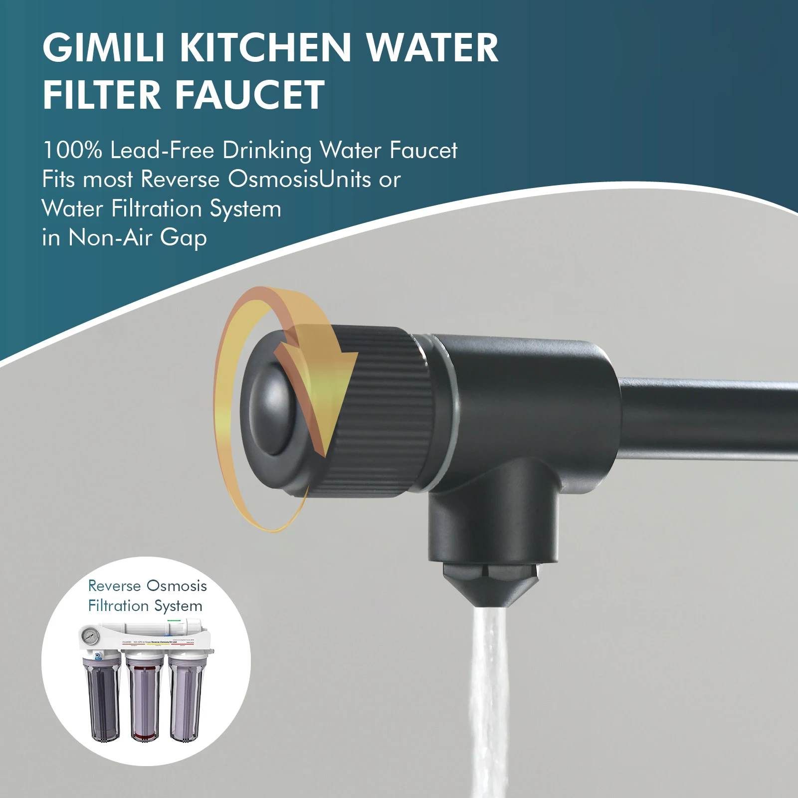 Hot and Cold Water Black Kitchen Sink Mixer Tap Faucet Pull Down Sprayer 3 Way Spring Kitchen Faucet with Purified Water Filter