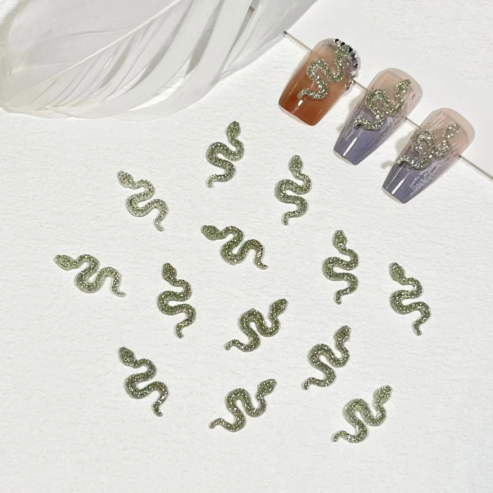 Paso Sico Hot Selling Simulation Halloween Resin Small Colorful Snake Punk Shiny DIY Nail Art Charms for Women Manicure Design