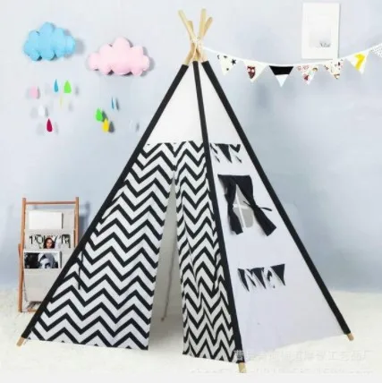 Indoor Teepee Tents  newborn infant Play House chevron canvas teepee tent for Girls and Boys Toddlers Kids Room Xmas Gift