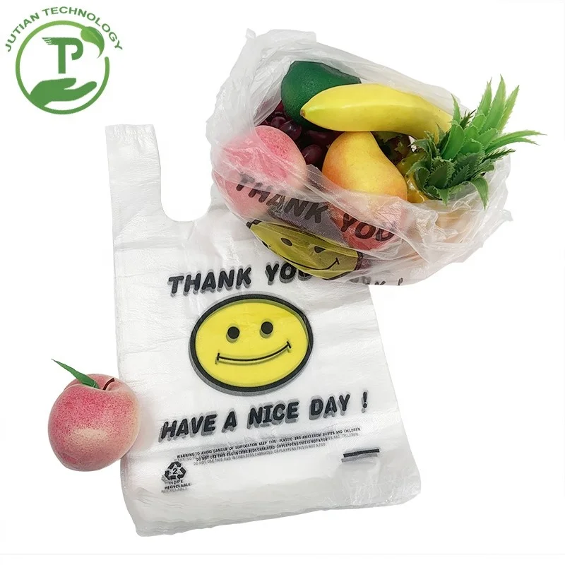 Clear thankyou plastic bag food takeaway bags for catering restaurant packaging