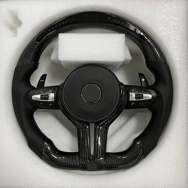 Изготовленный на заказ углепластиковый светодиодный руль для BMW M5 F10 F30 E90 E60 2009-2017 кованый из углеродного волокна