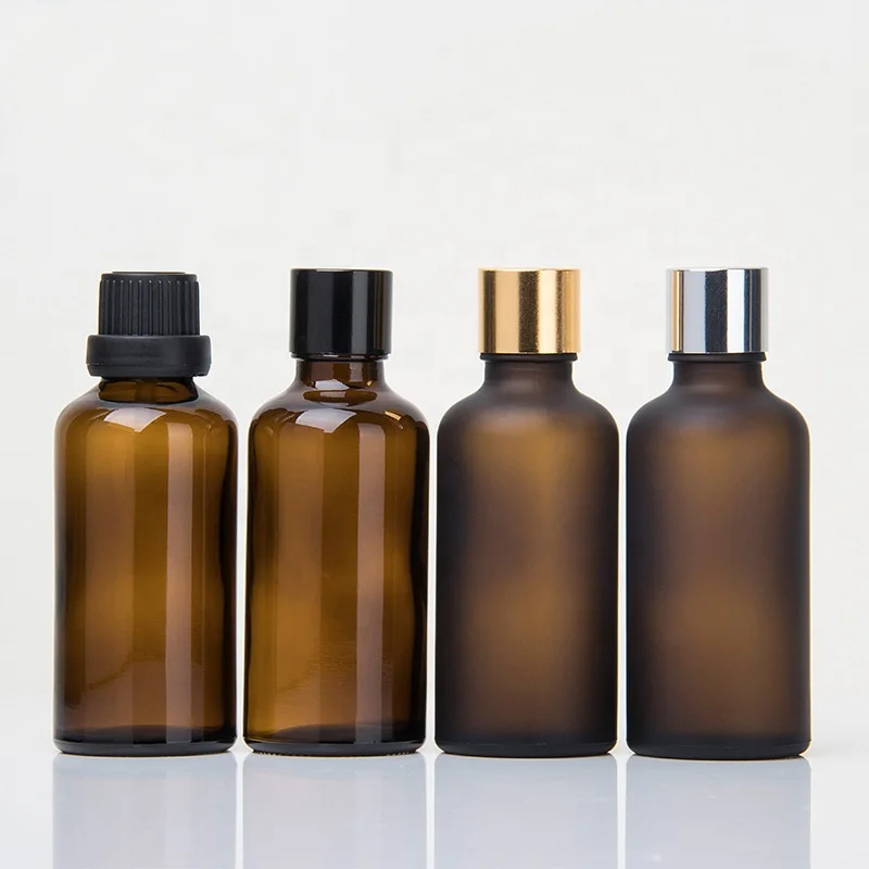 amber cosmetic bottle 5 ml 10 ml 15 ml 20 ml 30 ml 50 ml 100 ml brown glass essential oil bottle with 18mm aluminum screw cap