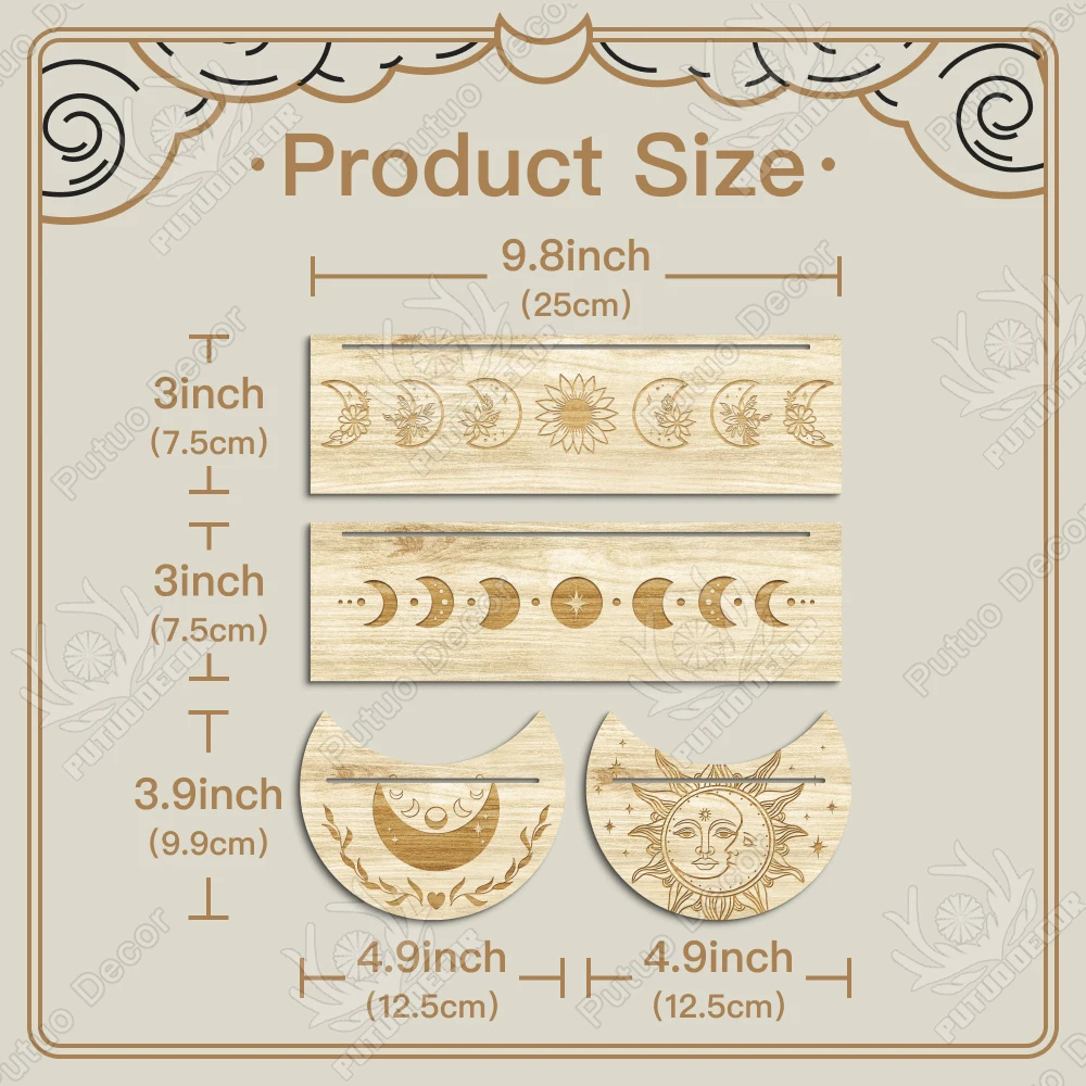 Handcrafted Wooden Tarot Card Holder Crescent-Shaped Creative Desk Decor Essential for Mystical Divination